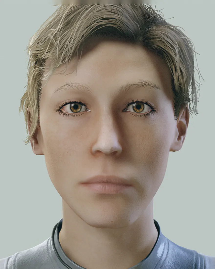 The same face recreated in Starfield's character creator.